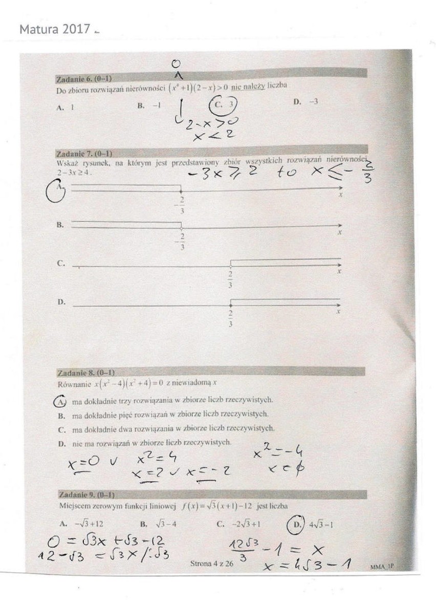 Matura matematyka 2017: odpowiedzi, rozwiązane arkusze PDF