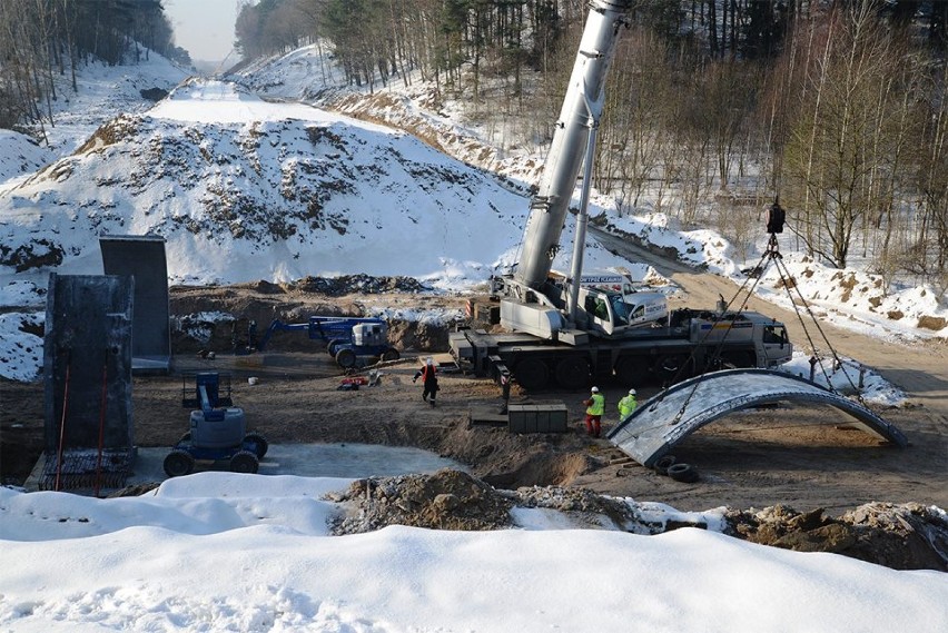 Budowa wiaduktu przy Wołkowyskiej w Gdańsku (5.02.2014 r.)