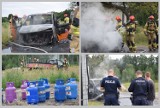Pożar samochodu z butlami gazowymi w Starym Witoszynie w gminie Fabianki [zdjęcia]