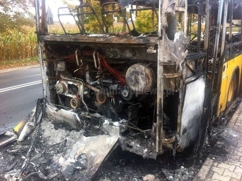 Pożar autobusu w Skórzewie