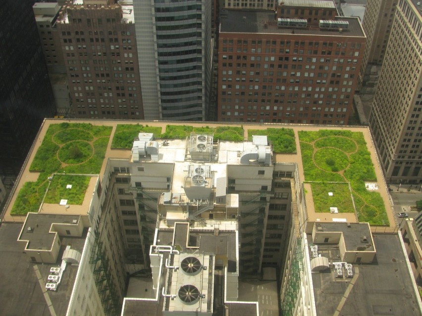 Choć zielone tarasy na dachach budynków wciąż jeszcze...