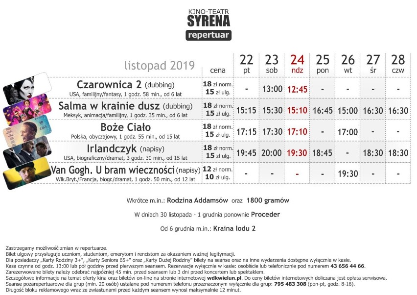 Repertuar kina Syrena w Wieluniu od 22 do 28 listopada [ZWIASTUNY]