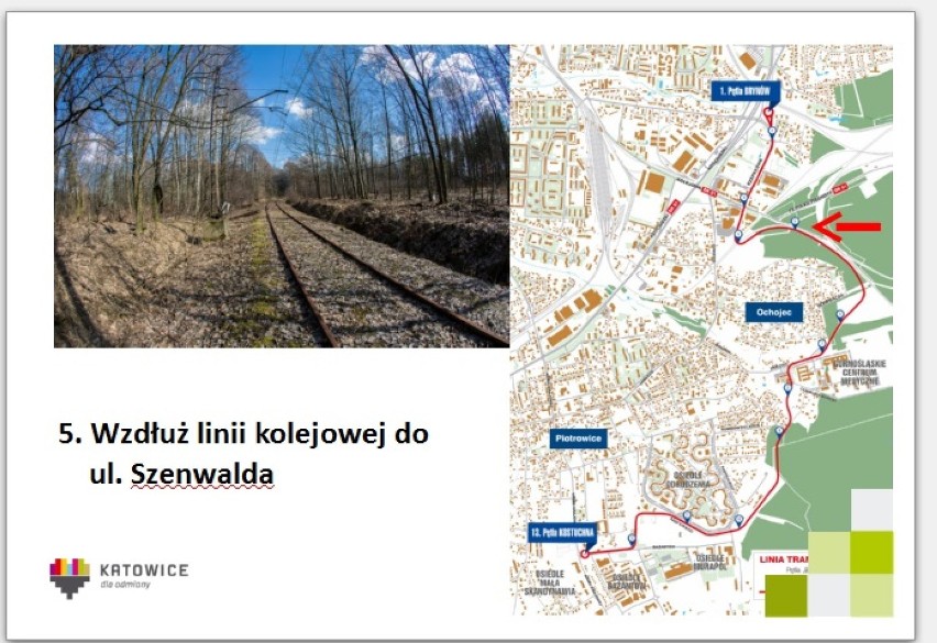 Trasa nowej linii tramwajowej w Katowicach