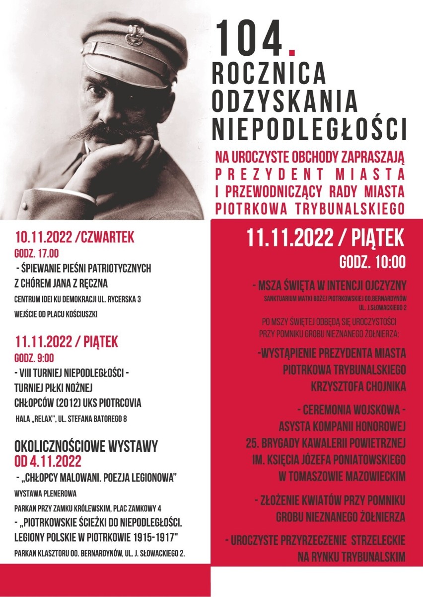 11 listopada 2022 w Piotrkowie. 104. rocznica odzyskania...