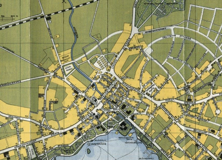 Plan Szczecinka z lat 30. XX wieku