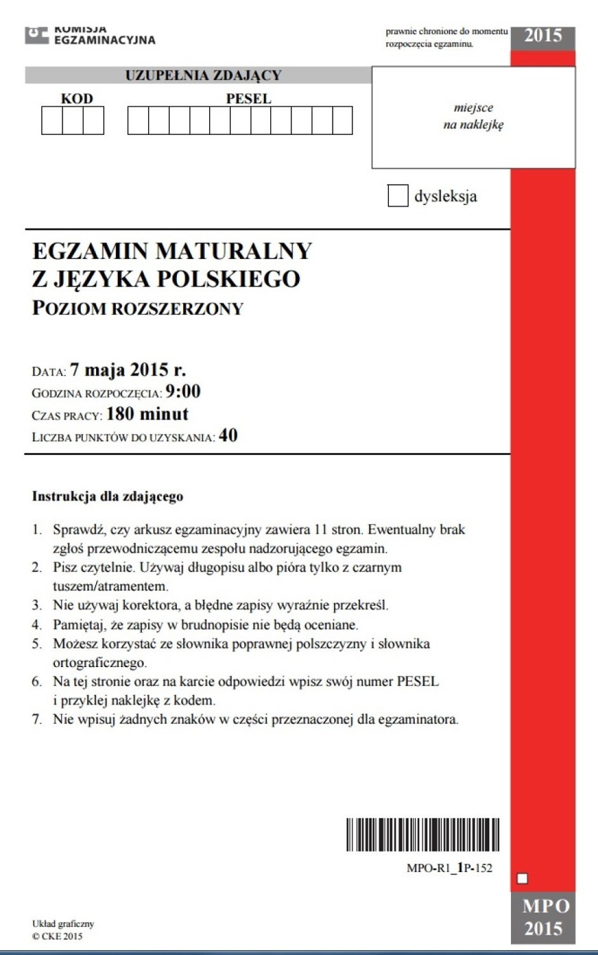 Matura 2015. Polski rozszerzony [ARKUSZE PDF, pytania, odpowiedzi, tematy]