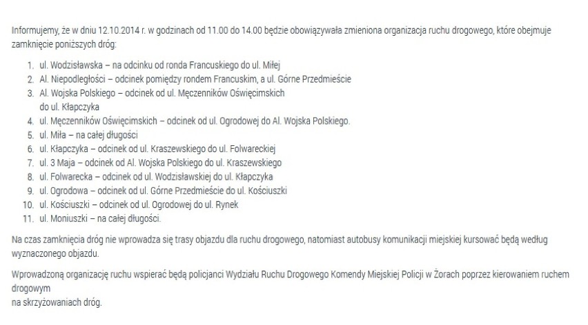 Żorski Bieg Uliczny 2014: Utrudnienia w ruchu i zmiany w...