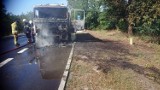 Nowogród Bobrzański. Pożar ciężarówki na drodze koło Nowogrodu Bobrzańskiego [ZDJĘCIA CZYTELNIKÓW]