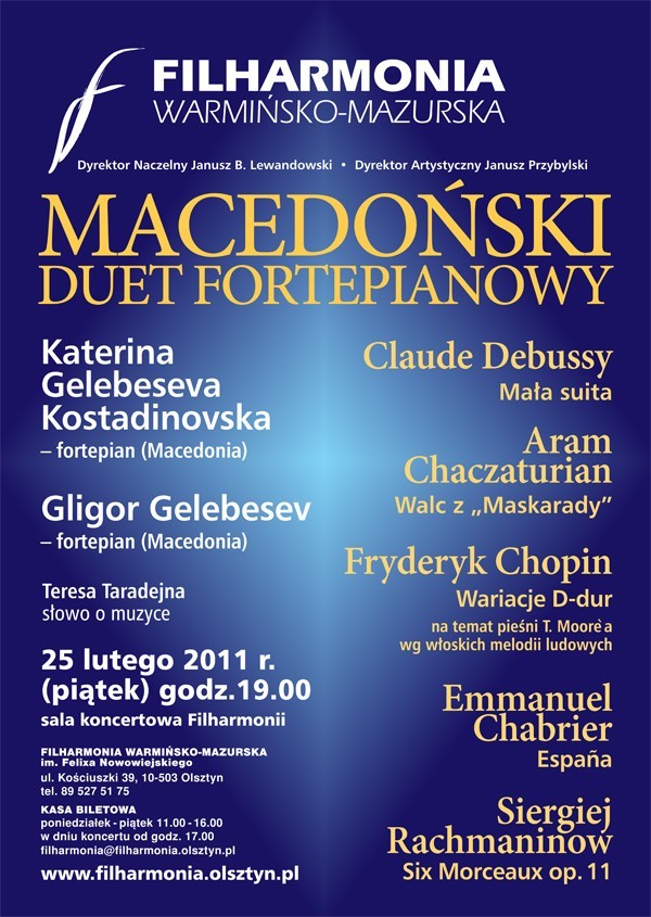 Mecedoński  Duet Fortepianowy w filharmonii