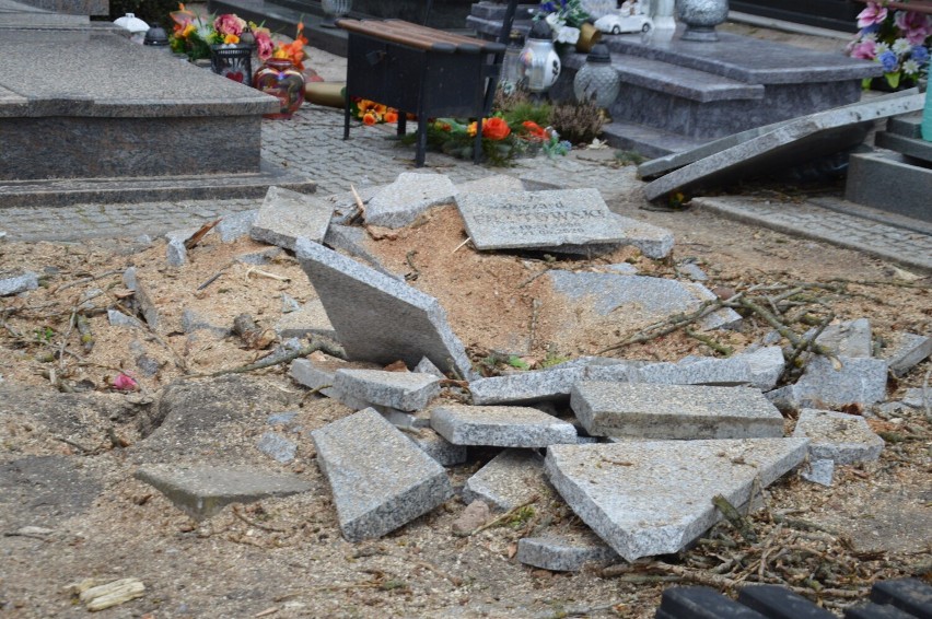 Wichury spowodowały ogromne szkody na żagańskim cmentarzu...