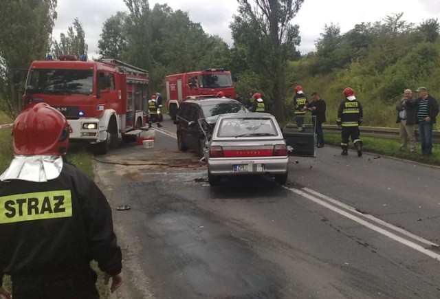 Czołowe zderzenie na Bogumińskiej w Szczecinie