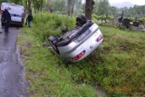 Wypadek w Godziszce: auto dachowało [zdjęcia]