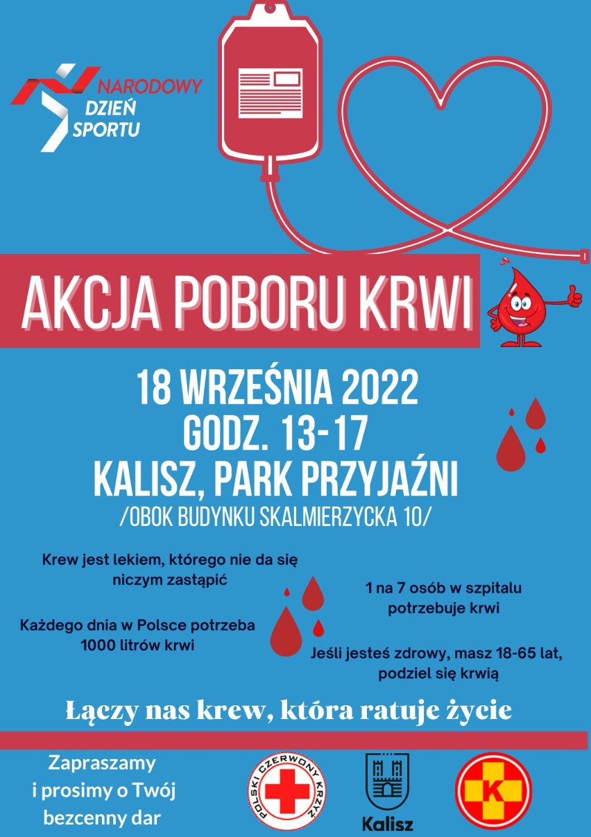 Akcja krwiodawstwa w Kaliszu. Przyjdź do parku przyjaźni i podziel się najcenniejszym lekiem