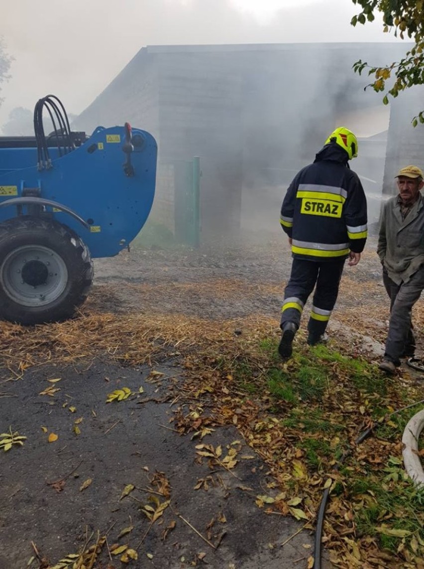 DOMACHOWO. Paliła się stodoła. W gaszenie pożaru włączyli się mieszkańcy i rolnicy [ZDJĘCIA] 