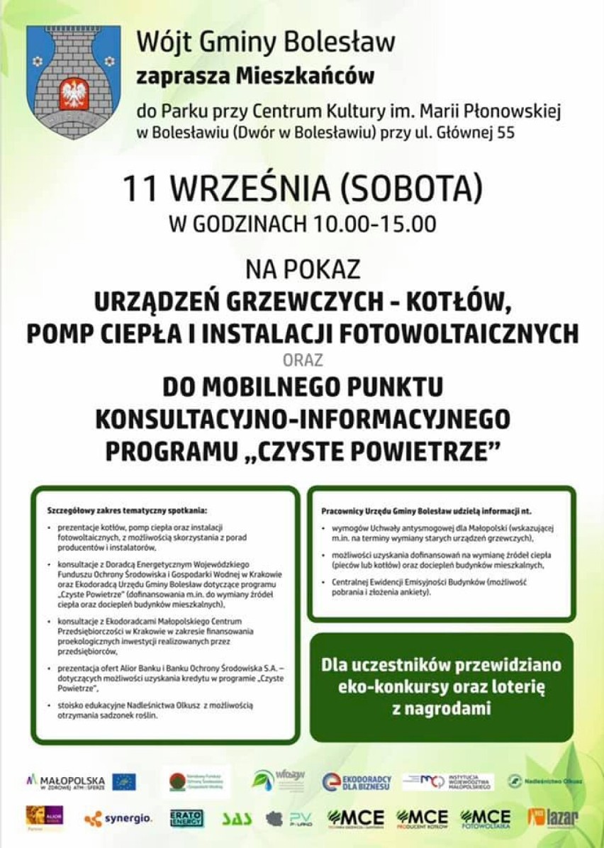 Bolesław. Weź udział w spotkaniu dotyczącym dofinansowań w ramach programu czyste powietrze