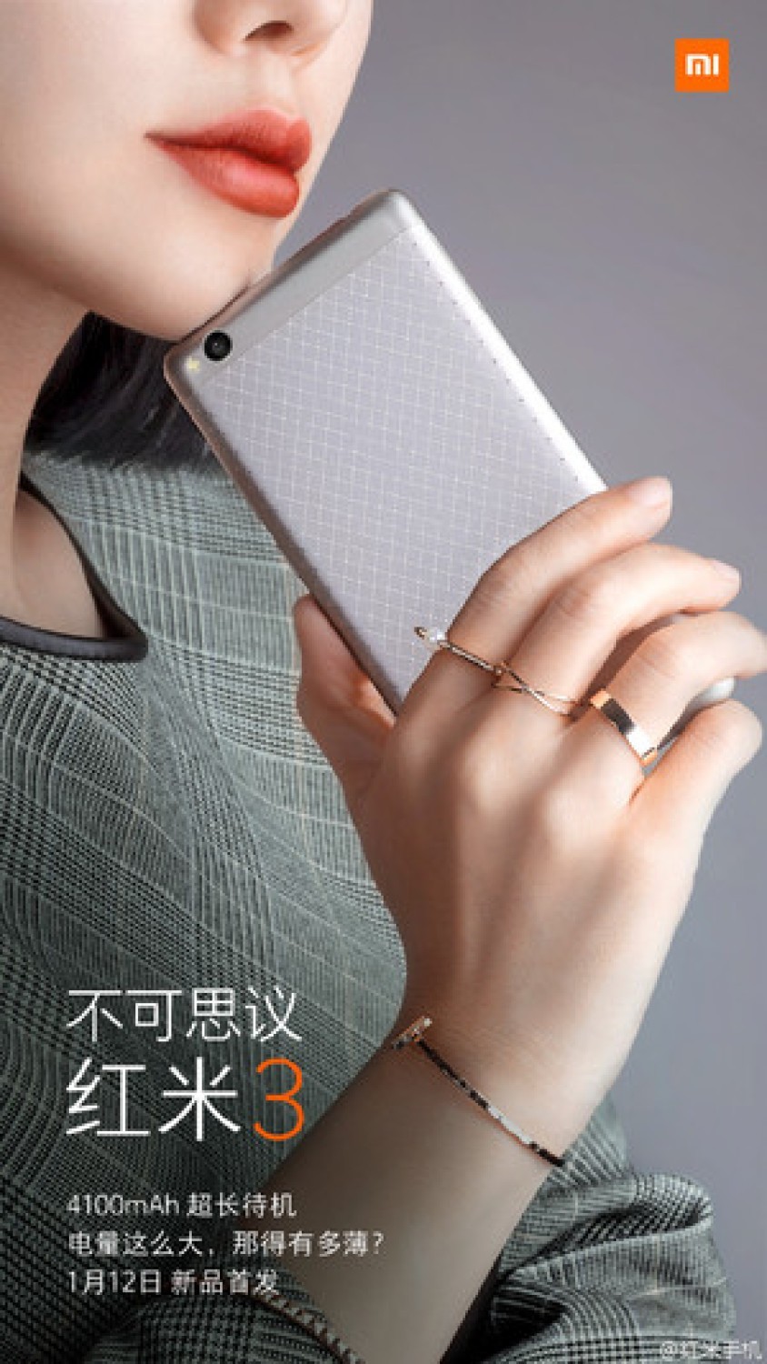 Xiaomi Redmi 3 z pojemną baterią zostanie zaprezentowany 12 stycznia