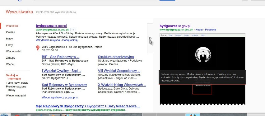 Grupa Anonymous zaatakowała sądy w Bydgoszczy, Tucholi, Nakle i Szubinie [AKTL]