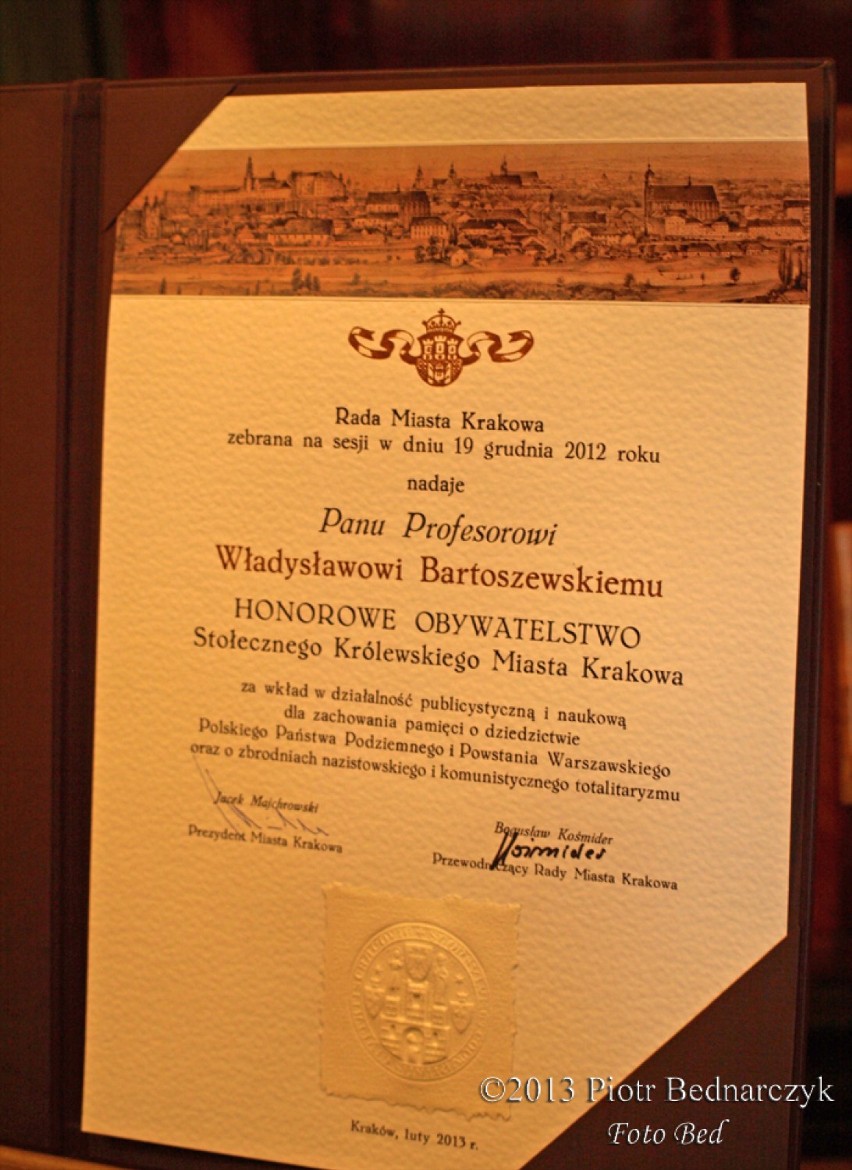 Nadanie Honorowego Obywatela Krakowa