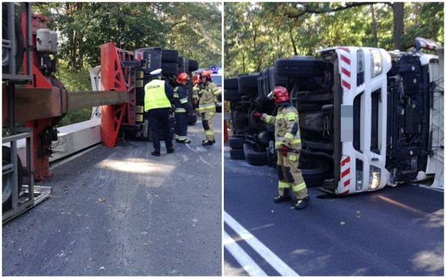 Wypadek ciężarówki na drodze Włocławek - Brzezie