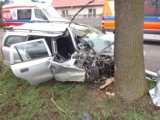 Wypadek w Myślątkowie. Opel Astra uderzył w drzewo [ZDJĘCIA]