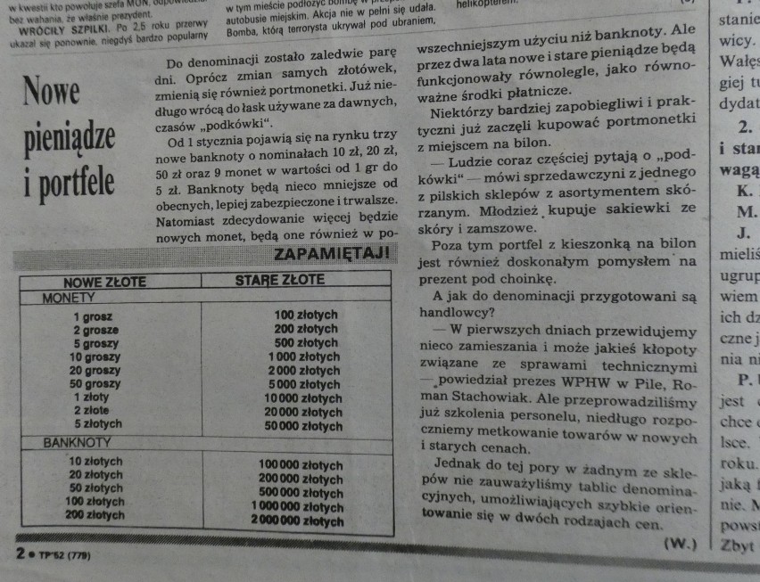 Denominacja, "Gościrada", plebiscyt i skręty. Tygodnik Pilski, 1995 rok