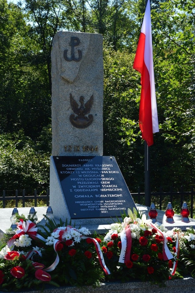 Uroczystość odsłonięcia odnowionego pomnika (z 1974 roku) upamiętniającego żołnierzy AK