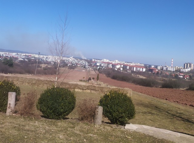 Pożar w Kielcach widoczny z Karczówki