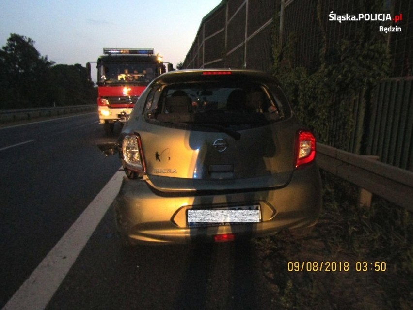 Będzin: Wypadek na DK 86. Pijany motocyklista doprowadził do zderzenia z samochodem osobowym