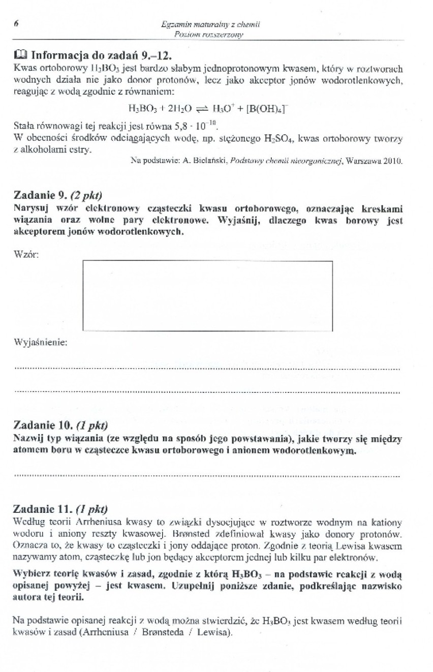 Matura 2014 z chemii - poziom podstawowy arkusze