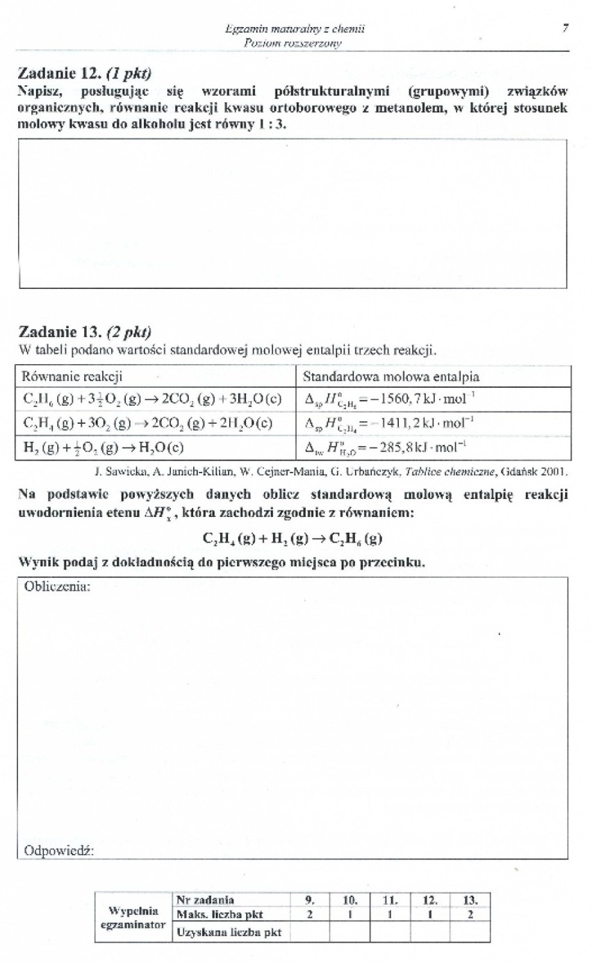 Matura 2014 z chemii - poziom podstawowy arkusze