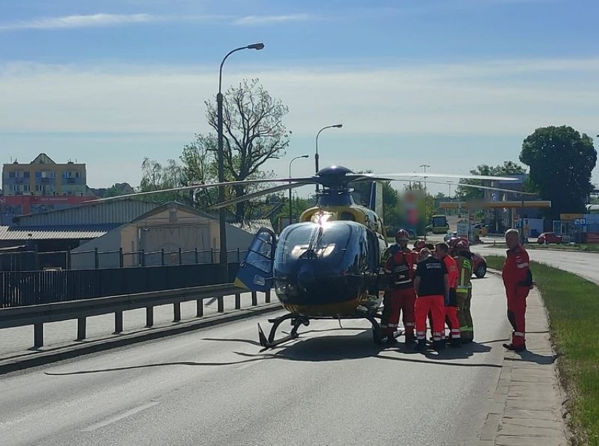 Malbork. Groźny wypadek na wiadukcie kolejowym. Po rannego przyleciał śmigłowiec LPR 