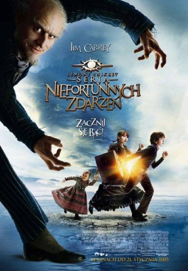 Lemony Snicket: Seria niefortunnych zdarzeń - amerykańsko-niemiecki film familijny (2004).
Po śmierci rodziców, trójka rodzeństwa dostaje się pod opiekę hrabiego Olafa - aktora teatralnego i ich kuzyna, planującego ukraść otrzymaną w spadku przez dzieci fortunę. 
PONIEDZIAŁEK, TVN, 7.05