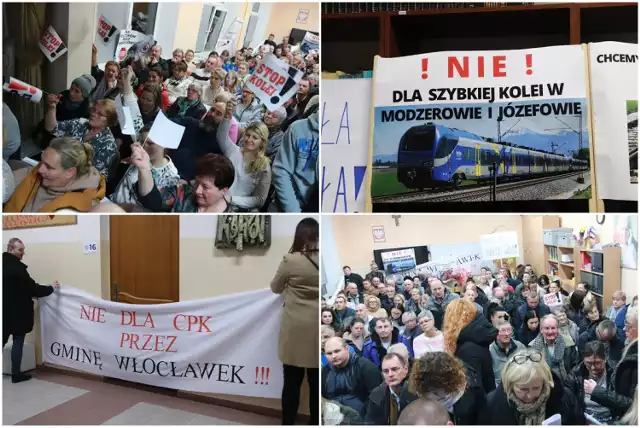 Sala świetlicy w szkole w Modzerowie okazała się zbyt mała dla wszystkich chcących uczestniczyć w konsultacjach społecznych w sprawie budowy linii kolejowej z CPK do Włocławka, 21 listopada 2022 roku.