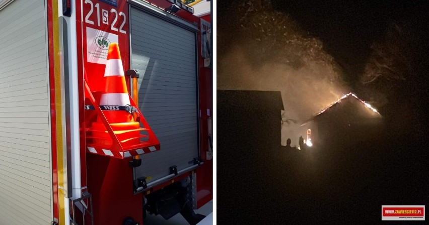 Pożar w gminie Jeziorowice. Palił się budynek gospodarczy. Interweniowało sześć zastępów straży pożarnej