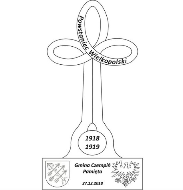 Gmina Czempiń oznakuje groby powstańców specjalnym emblematem ( na zdjęciu graficzny projekt oznakowania)