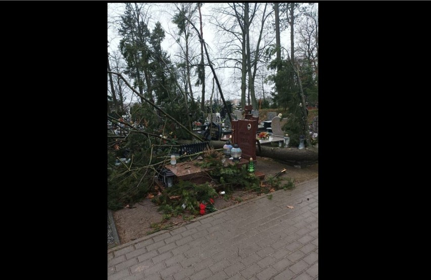 Takie szkody orkan wyrządził na cmentarzu w Szczecinku pod...