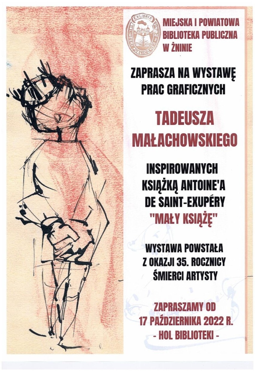 Wystawa prac Tadeusza Małachowskiego w żnińskiej bibliotece.