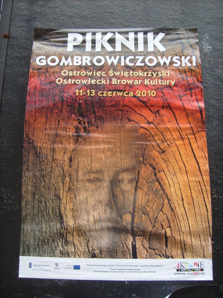 Plakat Pikniku Gombrowiczowskiego w ostrowcu Świętokrzyskim.