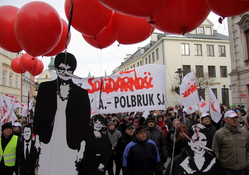 Lublin, 27.03: Manifestacja lubelskiej Solidarności...