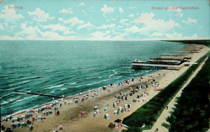 Kołobrzeska plaża w 1905 roku.