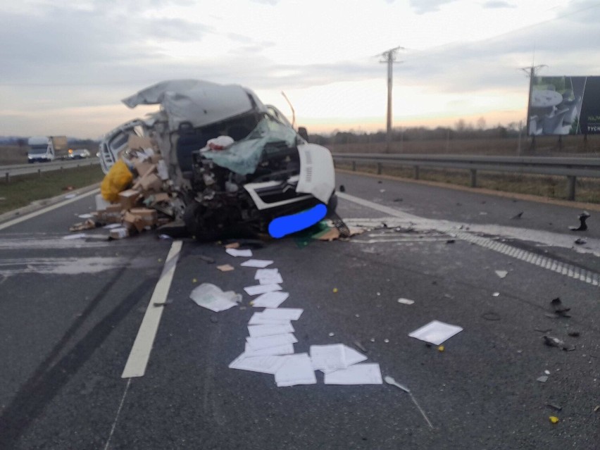 Wypadek na trasie S1 w miejscowości Przeczyce w powiecie będzińskim