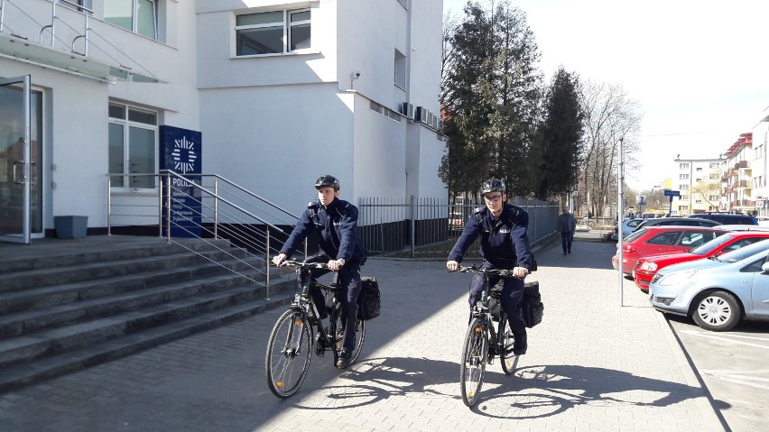 Policjanci na rowerach w Piotrkowie