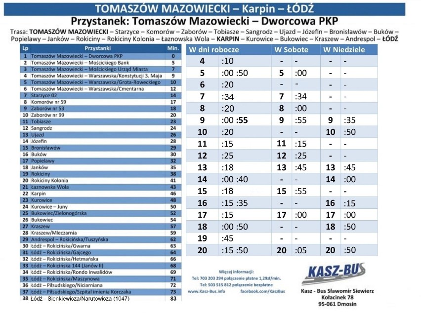 Kursy busów i autobusów z Tomaszowa Maz. do Łodzi, Piotrkowa Tryb. i innych miast [AKTUALNE ROZKŁADY]