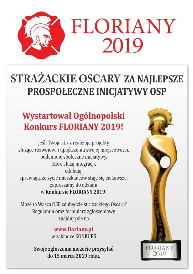 To już trzecia edycja Ogólnopolskiego Konkursu na Najlepsze Inicjatywy dla Społeczności Lokalnych z udziałem OSP i Samorządów FLORIANY