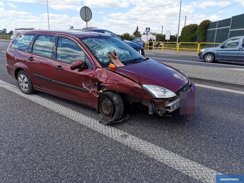 Wypadek na drodze Włocławek - Brześć Kujawski. Bus zderzył się z osobowym fordem [zdjęcia]