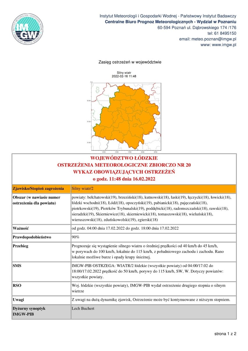 Jest ostrzeżenie drugiego stopnia przed silnym wiatrem od Łowców Burz i IMGW-PIB. Porywy mogą być niszczycielskie