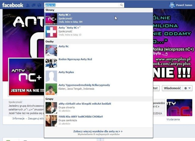 Cenzura Facebooka? Strona anty nc+ nie widoczna w wyszukiwarce. Czy są podstawy aby nie ufać Facebookowi?