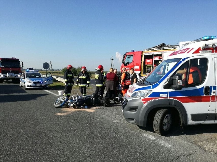 Wypadek motocyklisty na krajowej jedynce (dk 1) w Kargał...