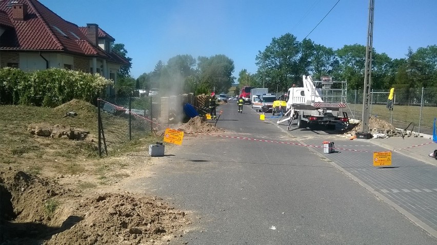 Uszkodzony gazociąg w Brdowie