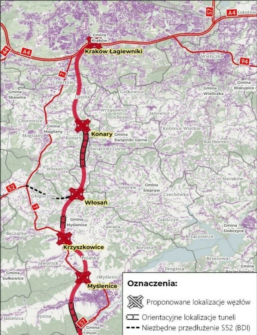 Kontrowersyjna budowa trasy S7 Kraków - Myślenice. Są chętni do zaprojektowania drogi